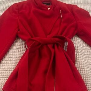 Express Red Trench Coat with Belt